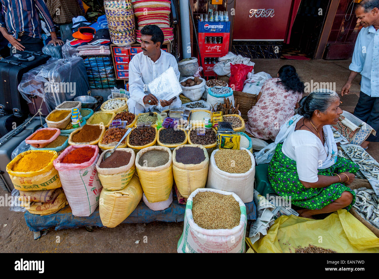 Spice Stall, Mapusa Friday Market, Goa, India Stock Photo Alamy