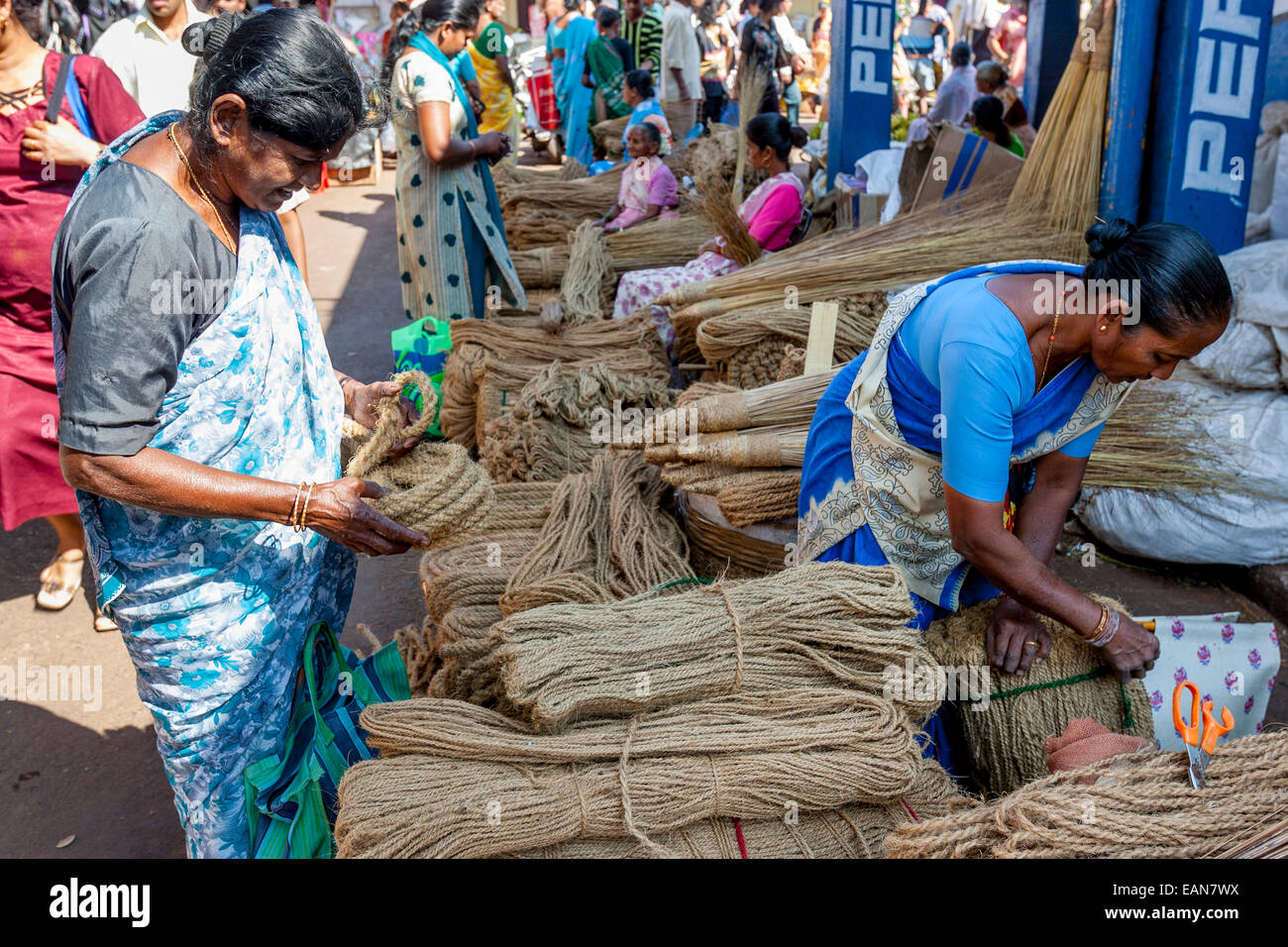 Woman Selling Rope, Mapusa Friday Market, Goa, India Stock Photo - Alamy