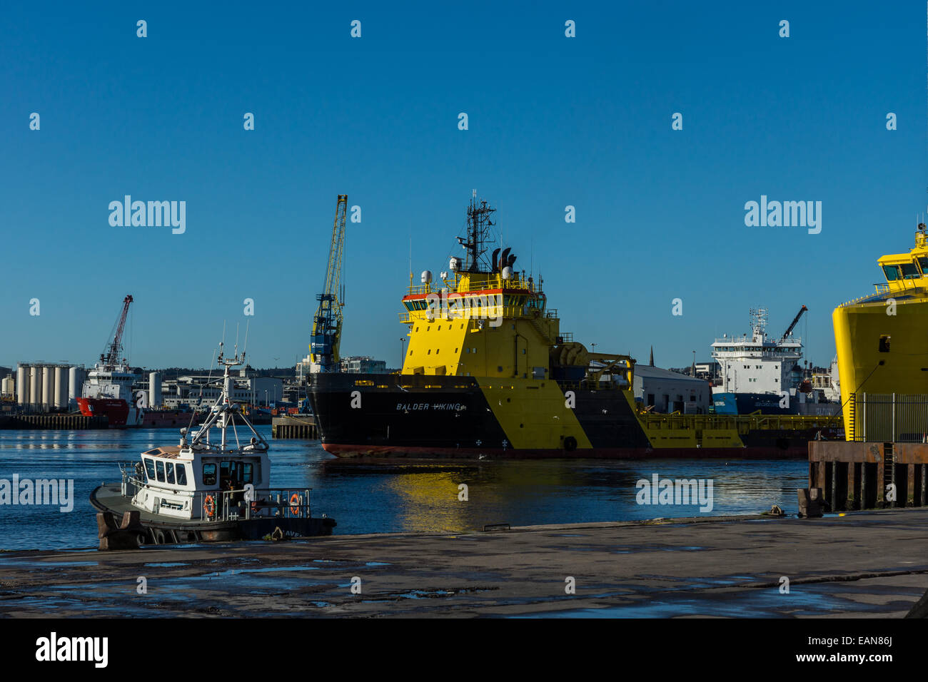 Ships in Aberdeen harbour. Stock Photo