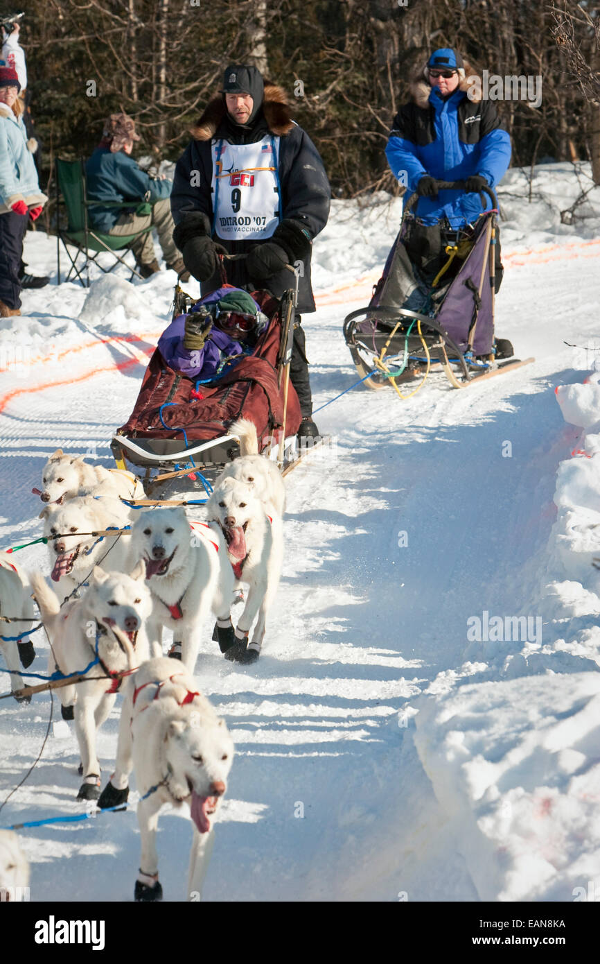 Jim Lanier During Iditarod Ceremonial Start Day Anchorage Alaska Stock Photo Alamy