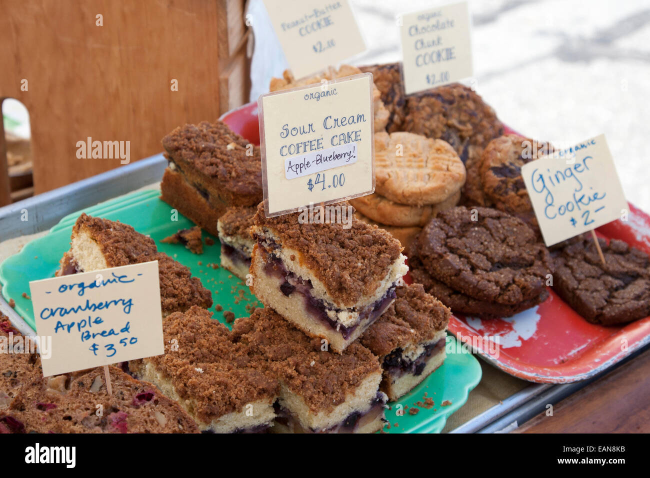 Baked goods at the Berkeley Farmer's Market. Stock Photo