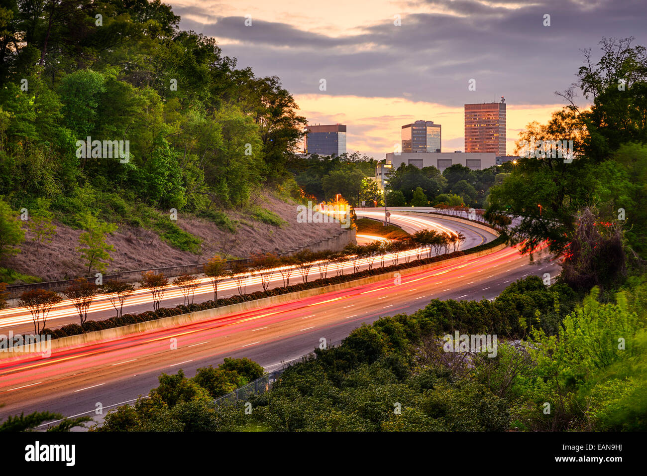 Greenville, South Carolina cityscape over Interstate 385. Stock Photo