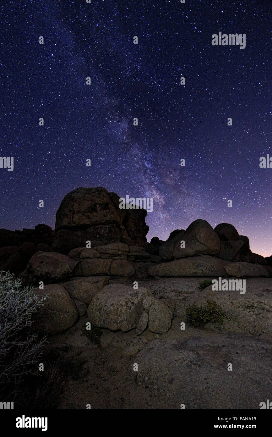 Star Trails and Milky Way in Joshua Tree National Park Stock Photo - Alamy