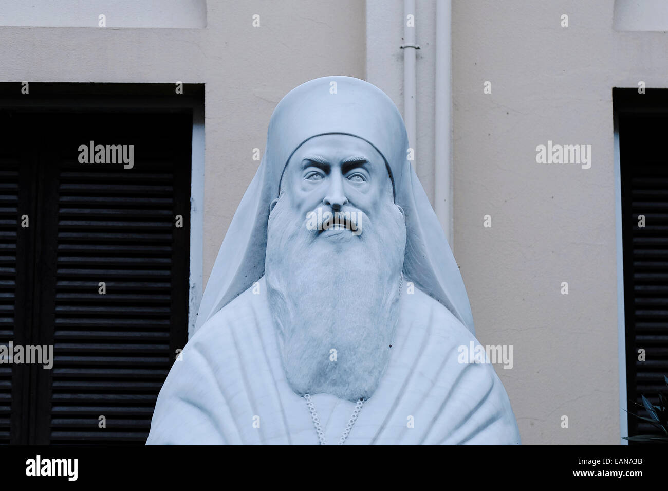 The statue of an Orthodox Priest outside an Orthodox Cathedral in