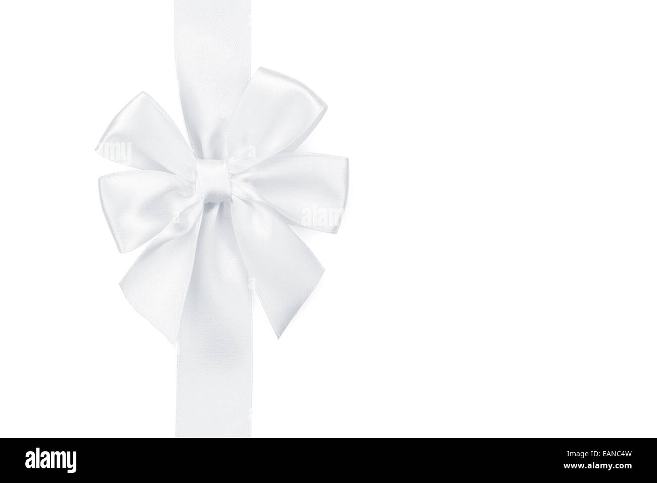 White ribbon with bow. Isolated on white background Stock Photo - Alamy