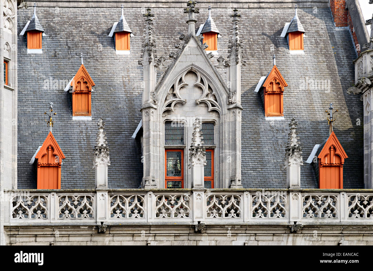 Roof of the Town Hall, Bruges, Belgium Stock Photo