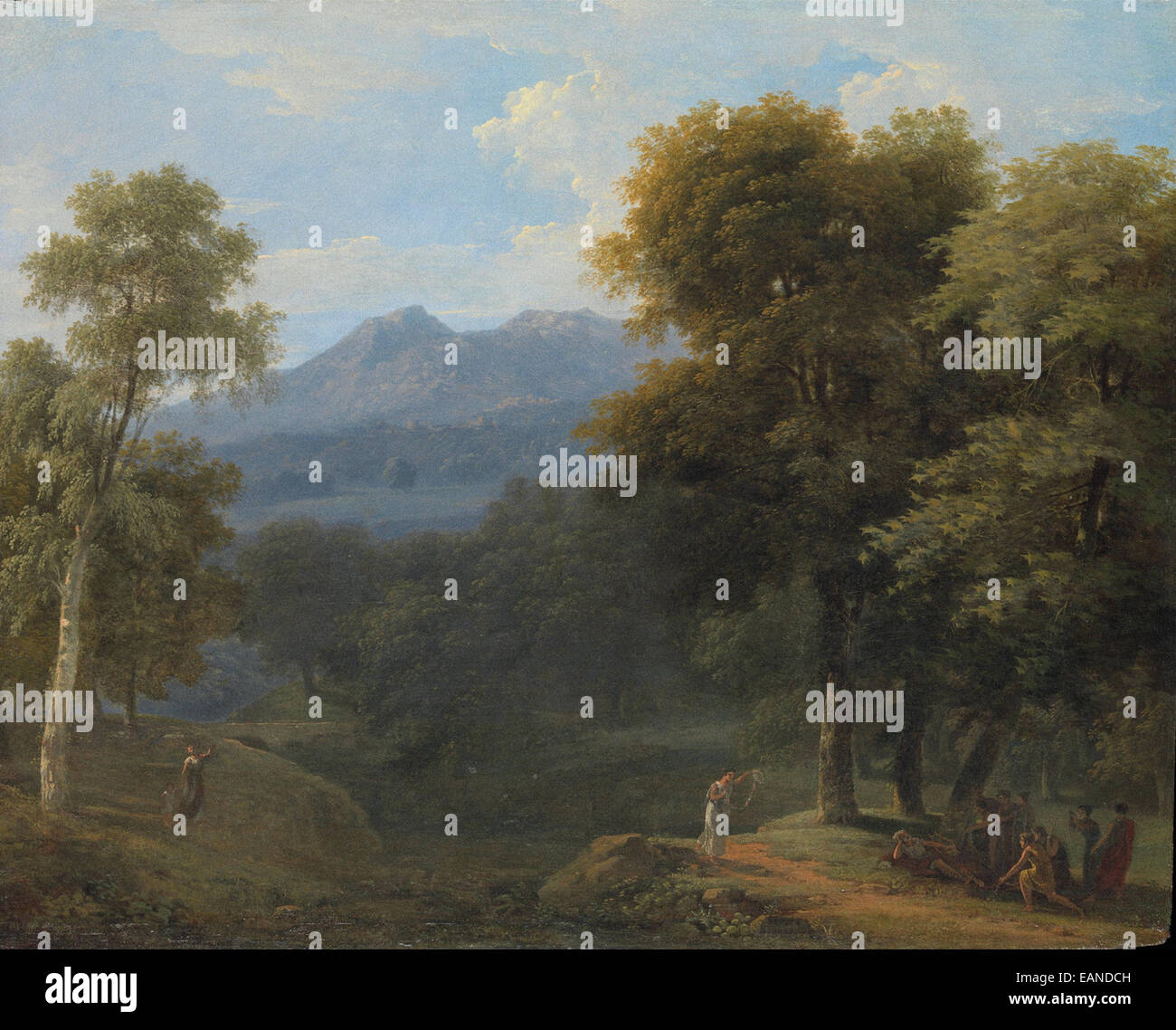 Jean Victor Bertin  Classical Landscape with Figures Stock Photo
