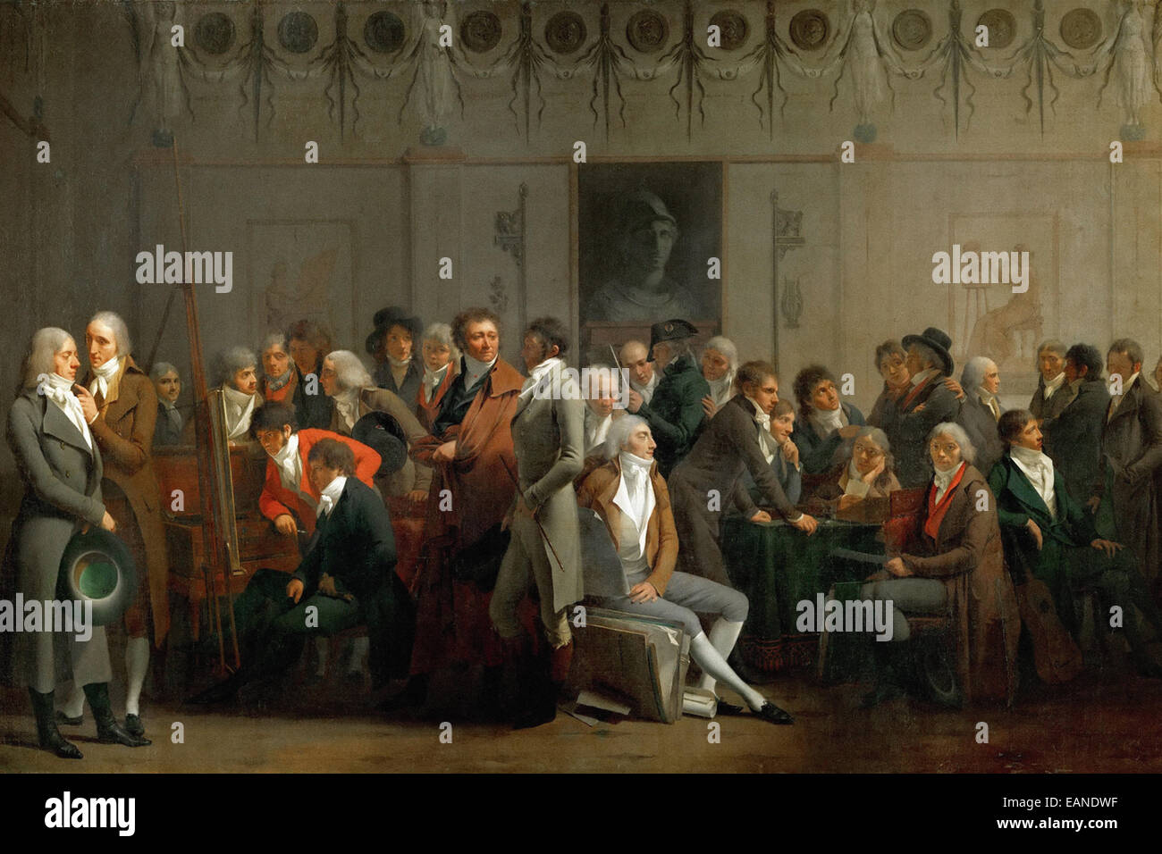 Louis-Léopold Boilly  Meeting of Artists in the Atelier of Isabey Stock Photo