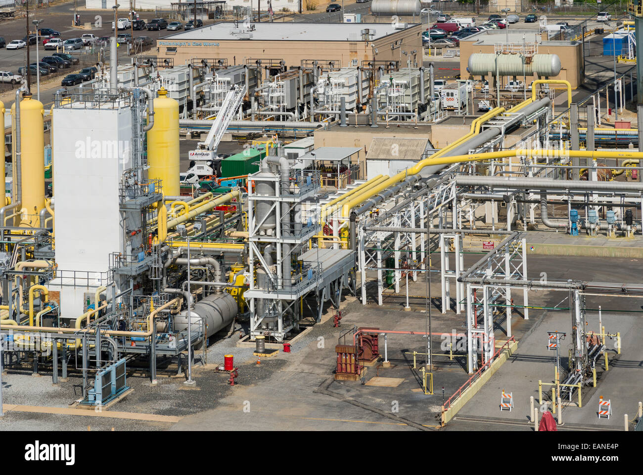 Aerial View Natural Gas Storage Facility, Philadelphia USA Stock Photo