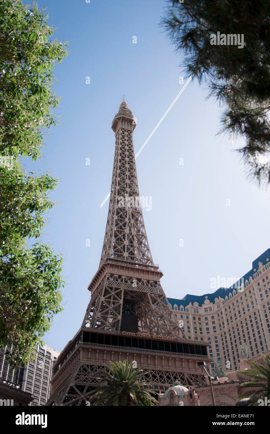 Reproduction of the Eiffel Tower, Paris Las Vegas Hotel and Casino, Las Vegas, Nevada, United States of America. Stock Photo