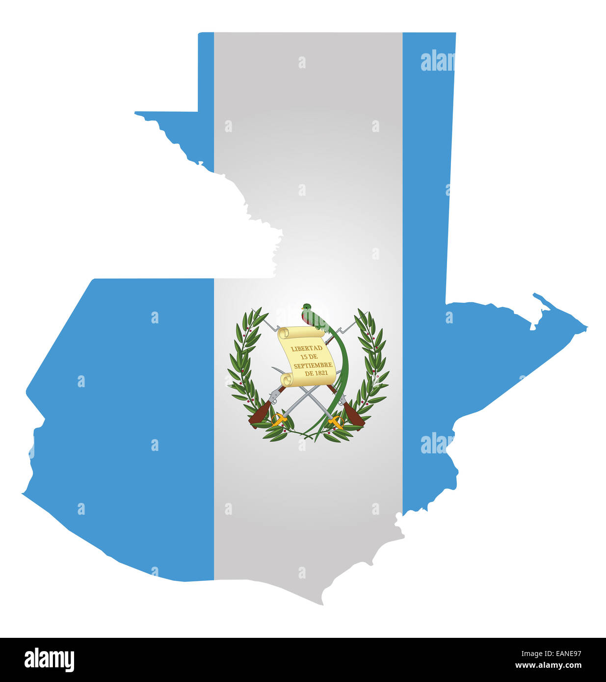 Flag of the Republic of Guatemala overlaid on outline map Stock Photo ...