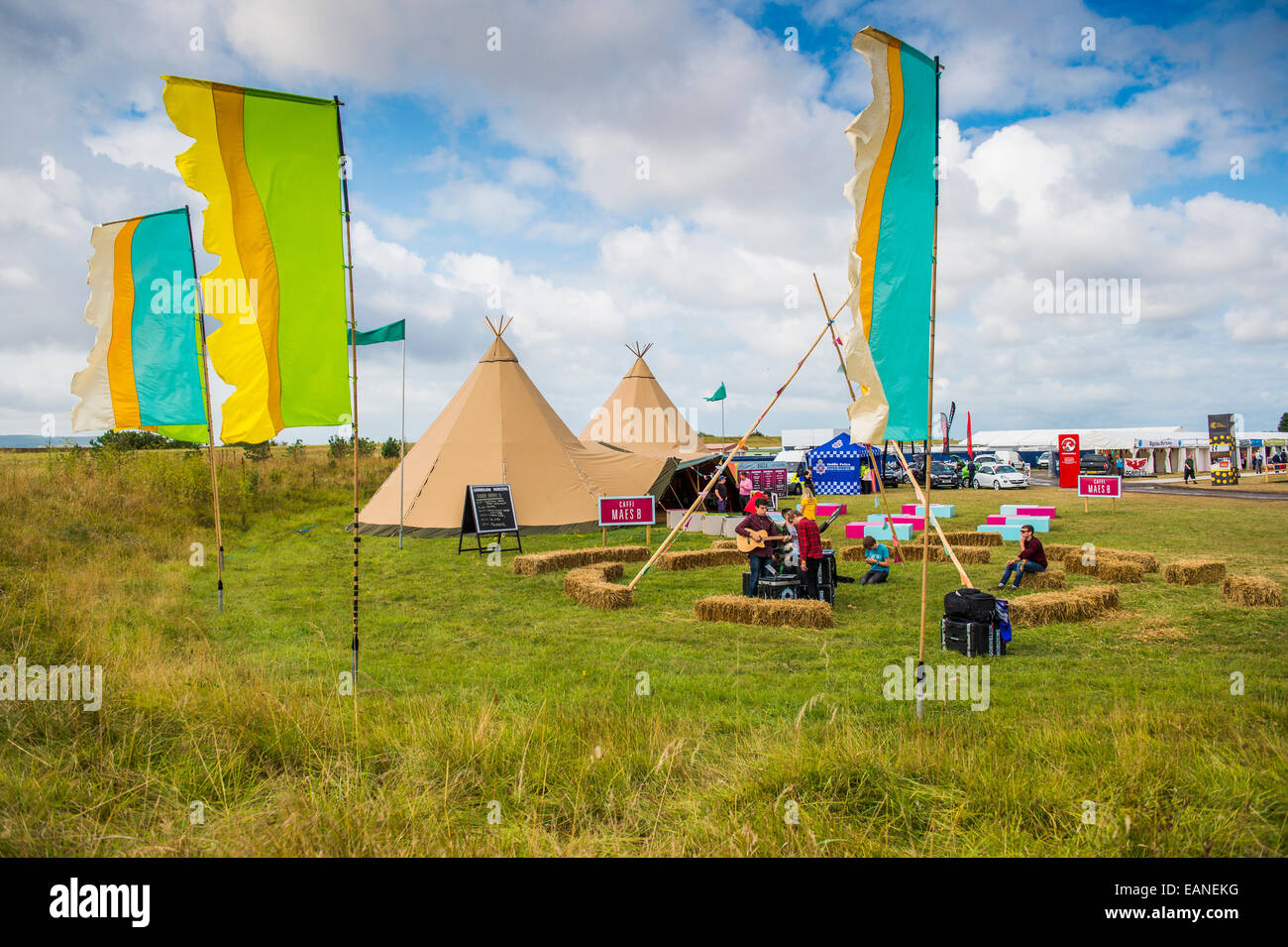 Caffi Maes B - The youth and live music area at the National Eisteddfod of Wales, Llanelli, August 2014 Stock Photo