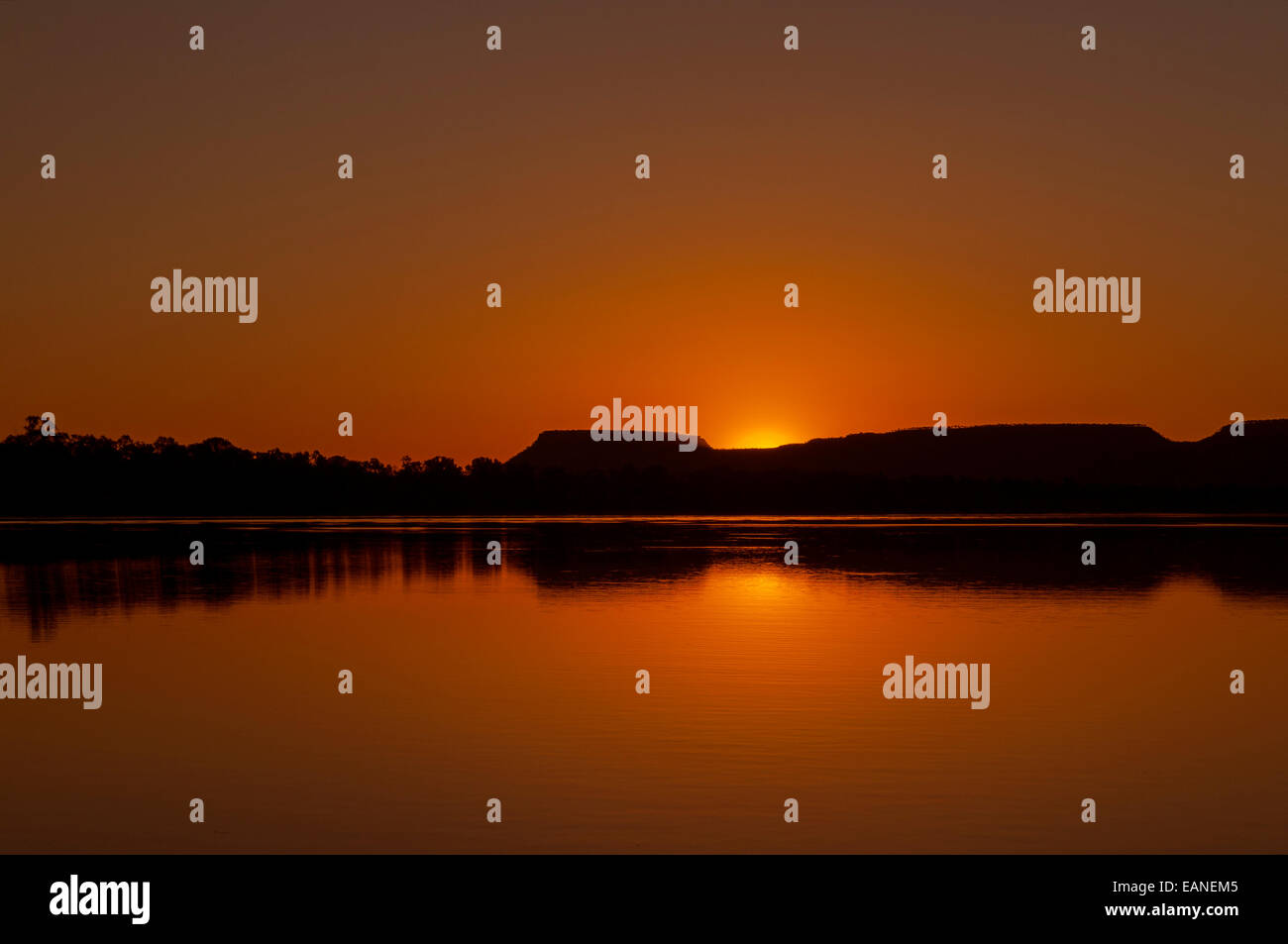 Sunset over Victoria River, Timber Creek, NT, Australia Stock Photo