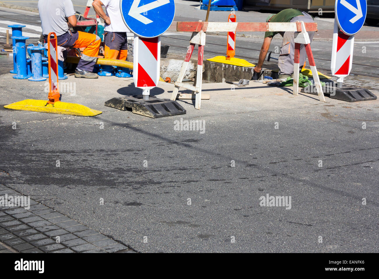 Repair and replacement of water pipes in the street Stock Photo Alamy