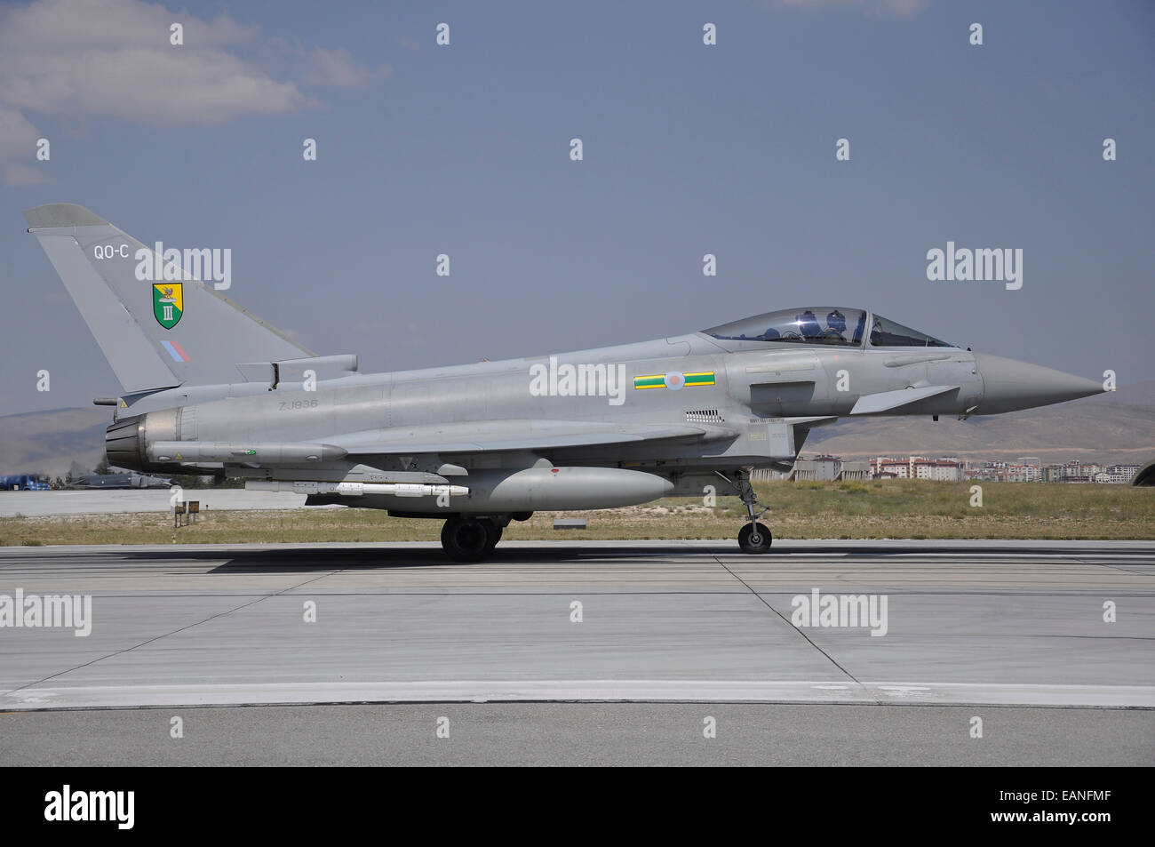 A Eurofighter Typhoon FGR4 of the Royal Air Force at Konya Air Base, Turkey, during Exercise Anatolian Eagle 2014. Stock Photo