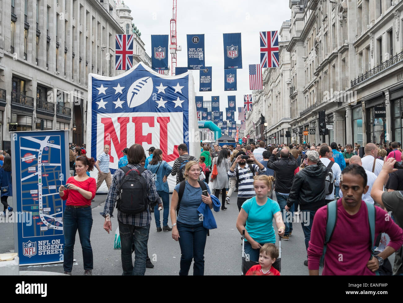 New Orleans Saints fans on Regents Street in London, ahead of a celebration  of American football Stock Photo - Alamy