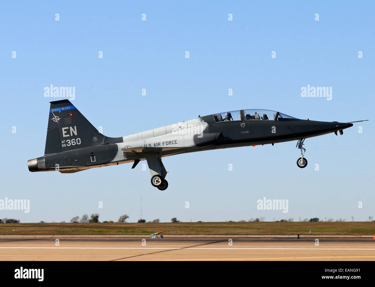 U.S. Air Force T-38 Talon landing at Sheppard Air Force Base, Texas. Stock Photo