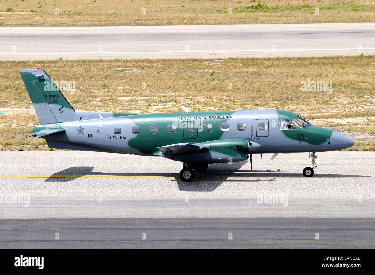 Brazilian Air Force C-95BM Bandeirante taxiing at Natal Air Force Base, Brazil. Stock Photo