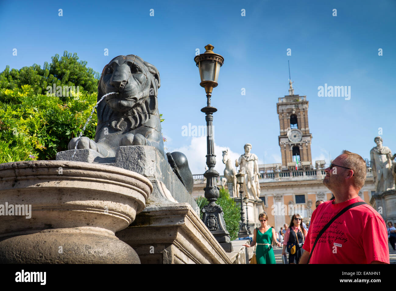 The ancient statue on Piazza del Campidoglio Rome Italy Stock Photo - Alamy
