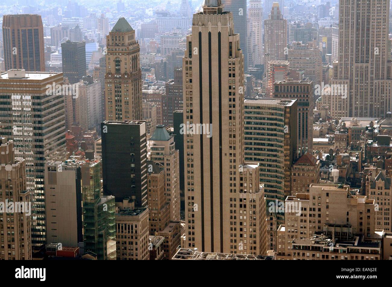 NYC:  Midtown Manhattan office towers seen from Top of the Rock at 30 Rockefeller Center Stock Photo