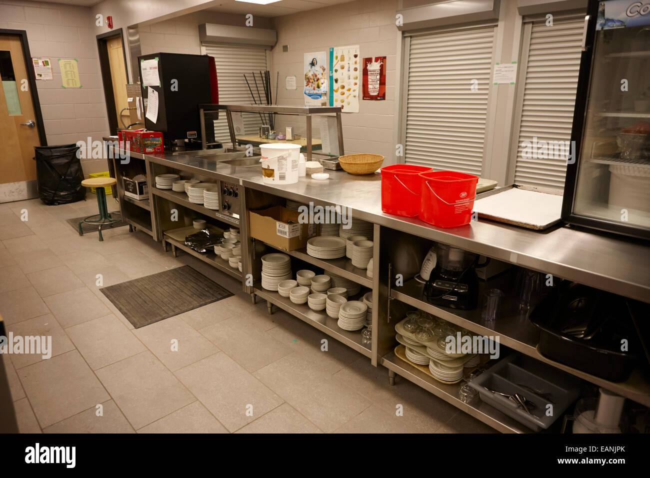 serving counter in a north american high school canteen Stock Photo