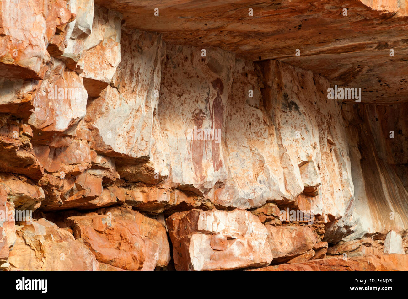 Wandjina Rock Art in Chamberlain Gorge, El Questro, WA, Australia Stock Photo