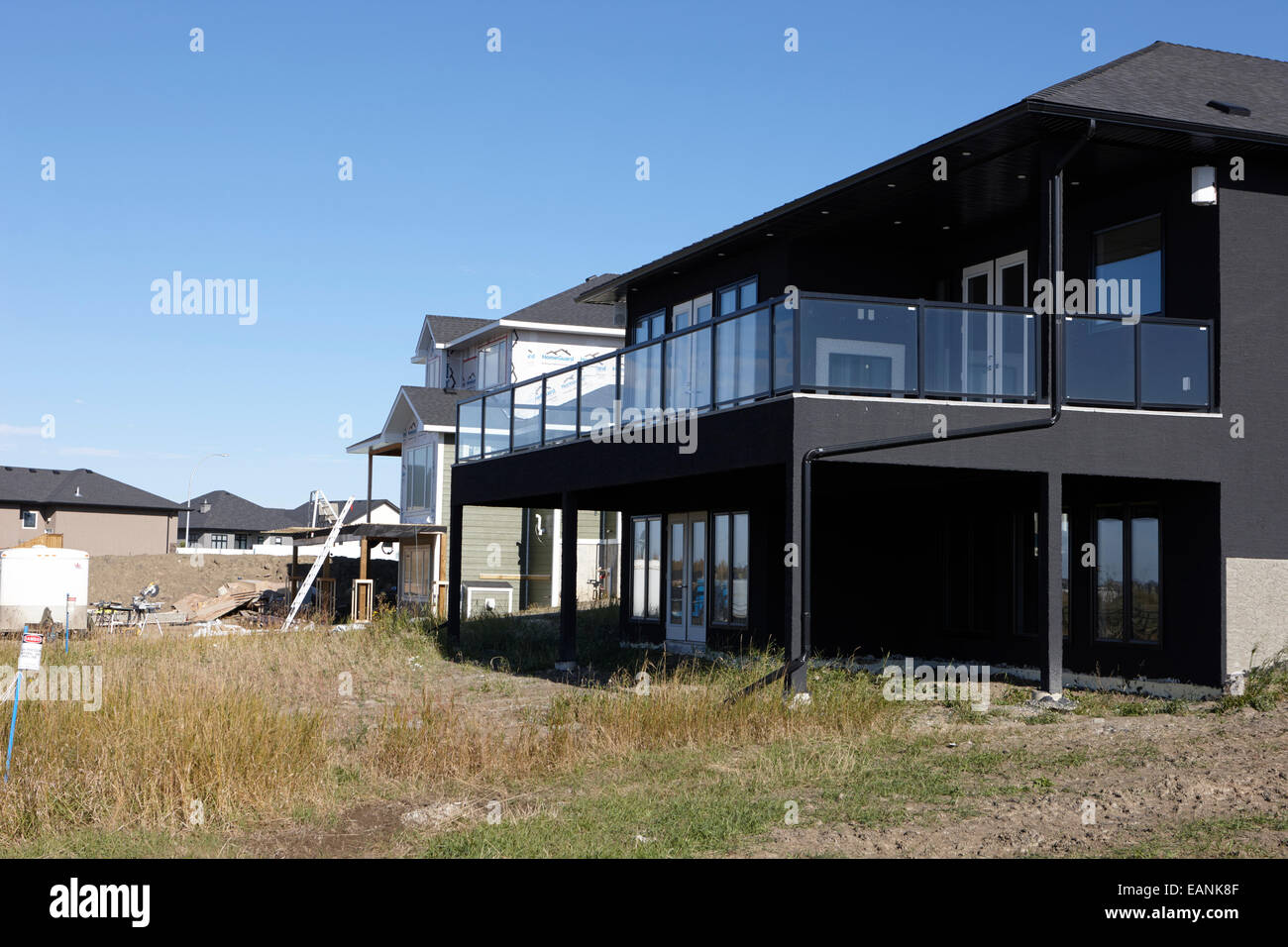 new build gated community expensive luxury suburban homes saskatoon Saskatchewan Canada Stock