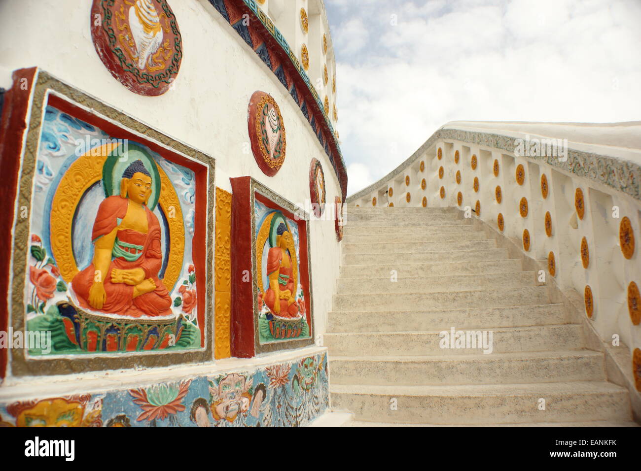 Shanti Stupa, a Buddhist monastery in the city of Leh, Ladakh., in India Stock Photo