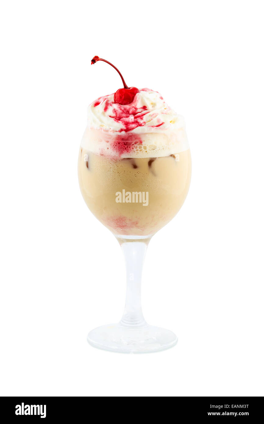 Baileys liqueur with cream and berry isolated with clipping path on white background Stock Photo