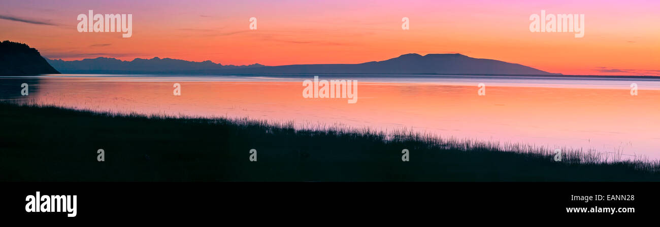 Sunset Over Mount Susitna *Sleeping Lady* Across Knik Arm Southcentral Alaska Summer Stock Photo