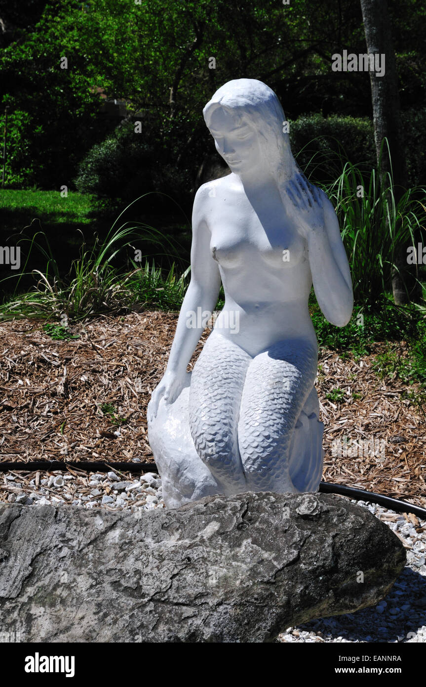 Seated mermaid statue at Weeki Wachee Springs State Park, Spring Hill, Florida Stock Photo