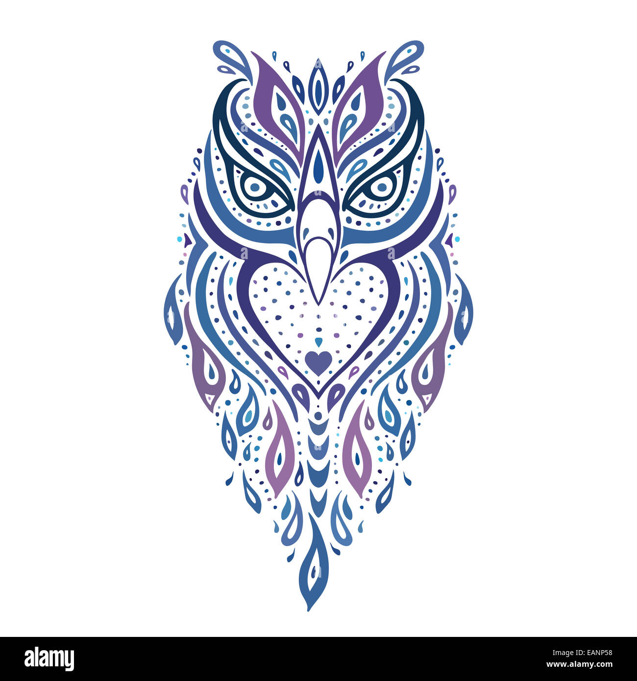 Decorative Owl. Ethnic pattern. Stock Photo