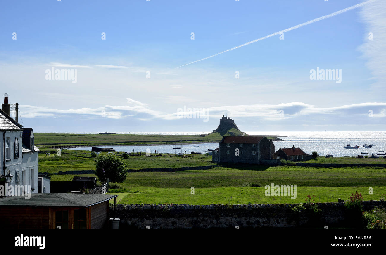 Holy Island - Harbour & Castle Stock Photo