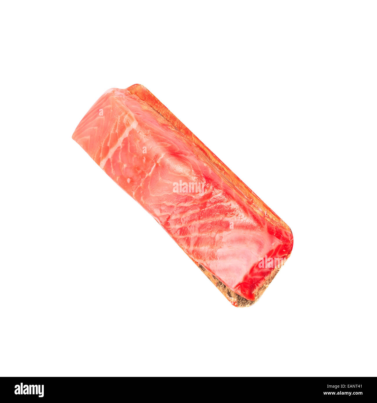 piece of red fish fillet isolated on white Stock Photo