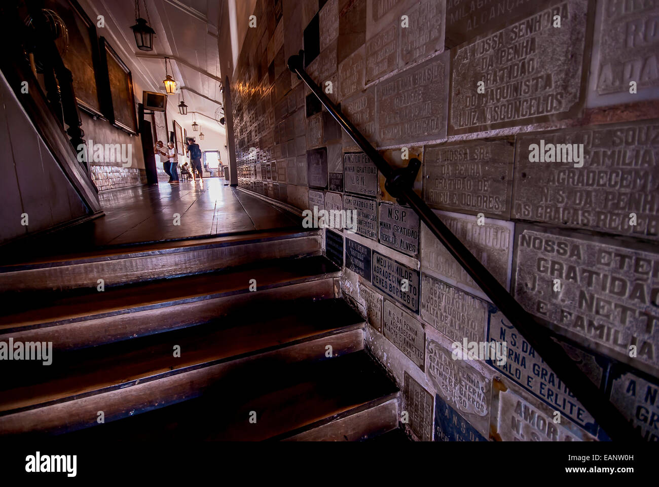 Placas de agradecimento no interior do Convento da Penha / Thank You signs inside the Penha Convent Stock Photo