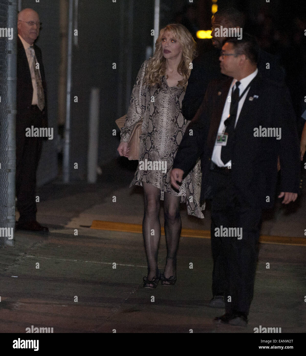 Hollywood, California, USA. 18th Nov, 2014. American singer and musician Courtney Love departs after her taped appearance on Jimmy Kimmel Live! at the El Capitan Theatre in Hollywood on Monday November 18, 2014. Credit:  David Bro/ZUMA Wire/Alamy Live News Stock Photo