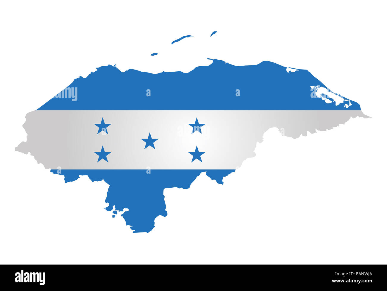 Flag Of The Republic Of Honduras Overlaid On Outline Map EANWJA 