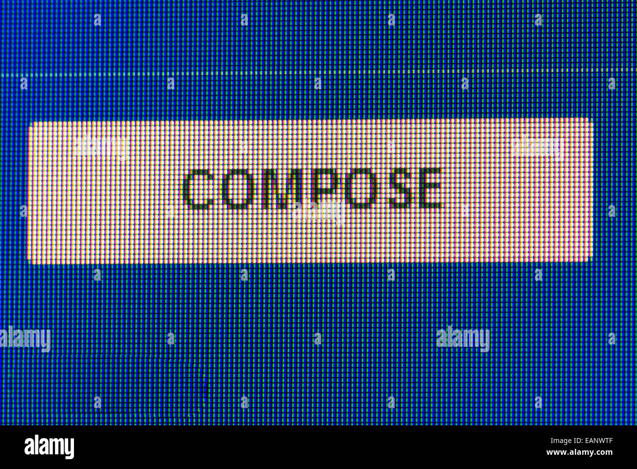 compose button. Macro screen view of old monitor Stock Photo