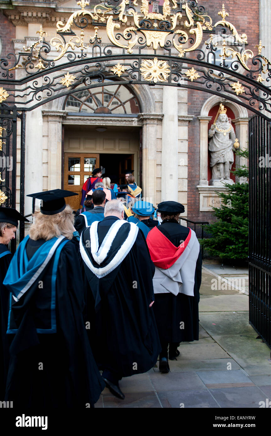 Worcester University graduation day academics going into Guildhall
