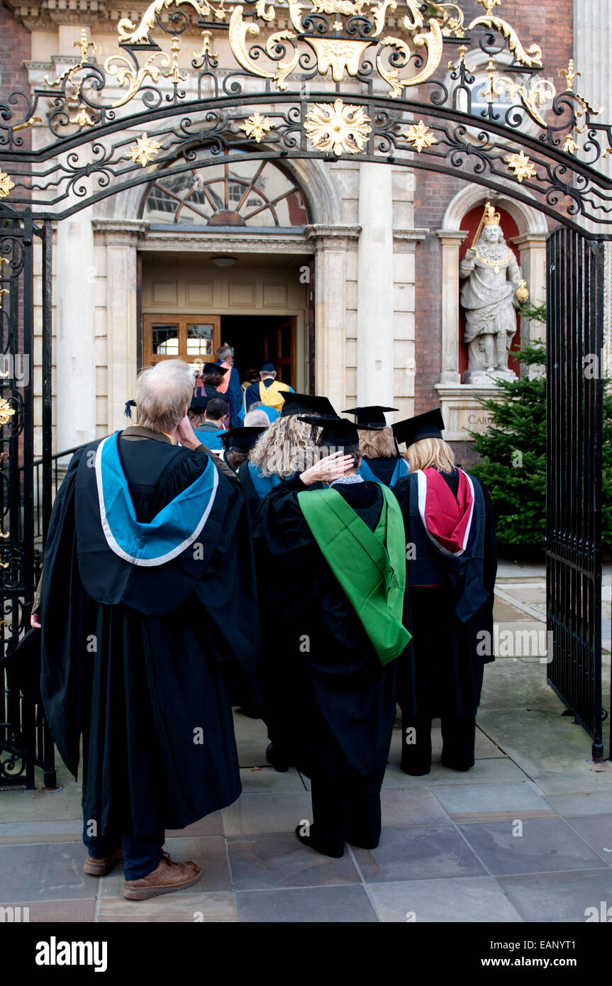 Worcester University graduation day academics going into Guildhall