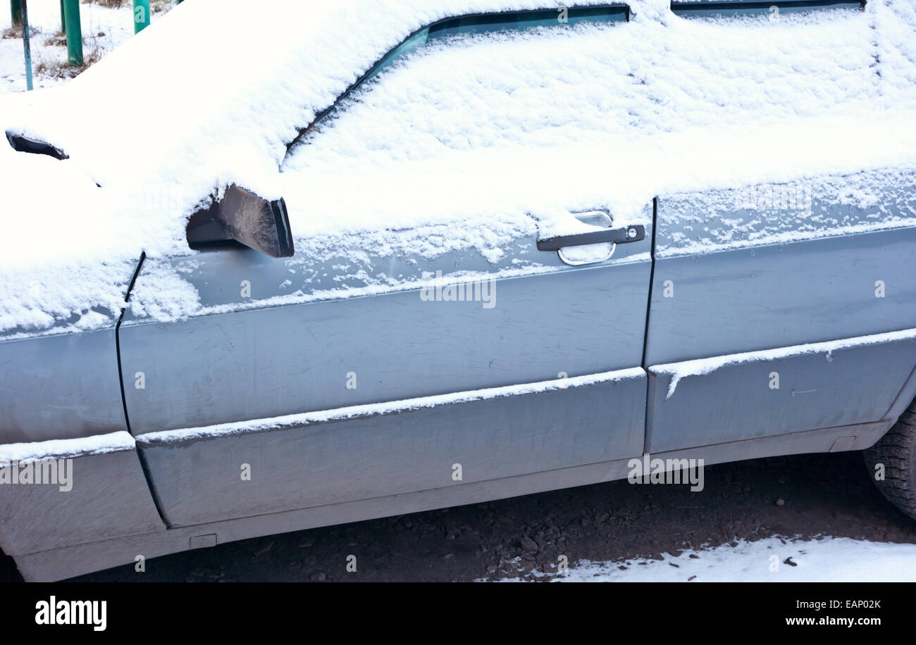 car under snow Stock Photo