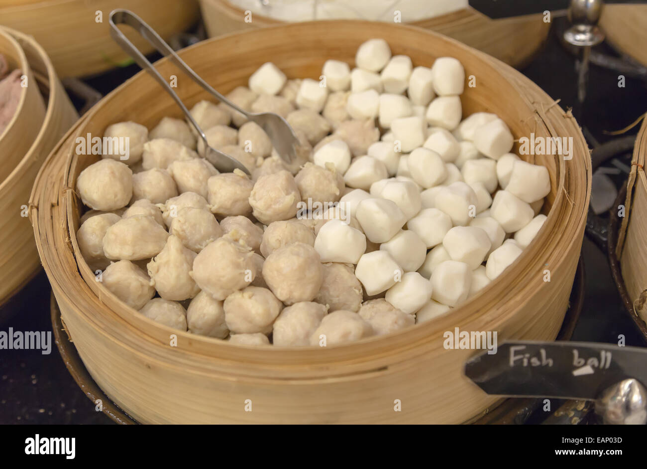 Fish Balls in a Basket Stock Photo