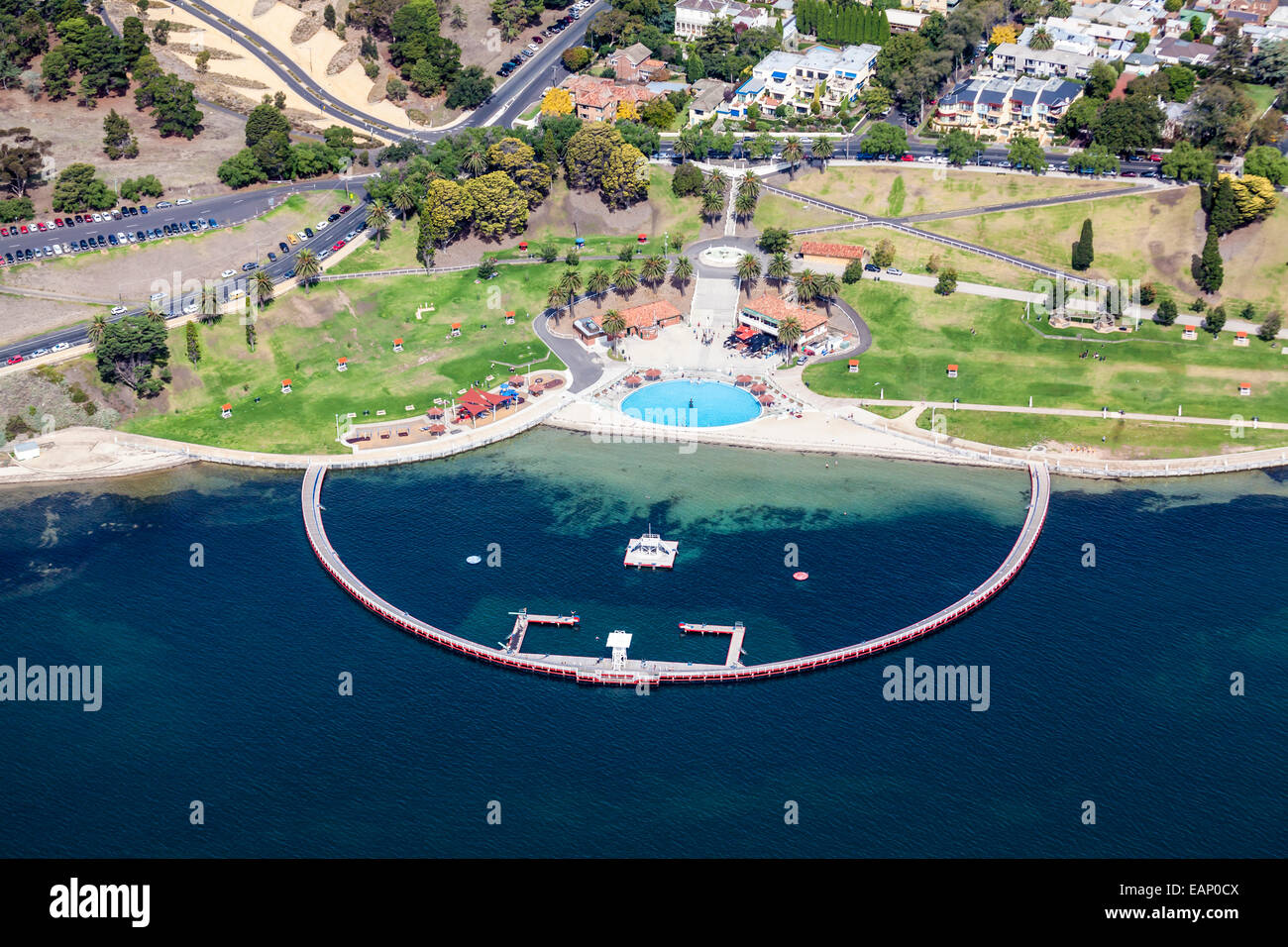Aerial view of the Eastern Beach Bathing Complex in Geelong Stock Photo Alamy