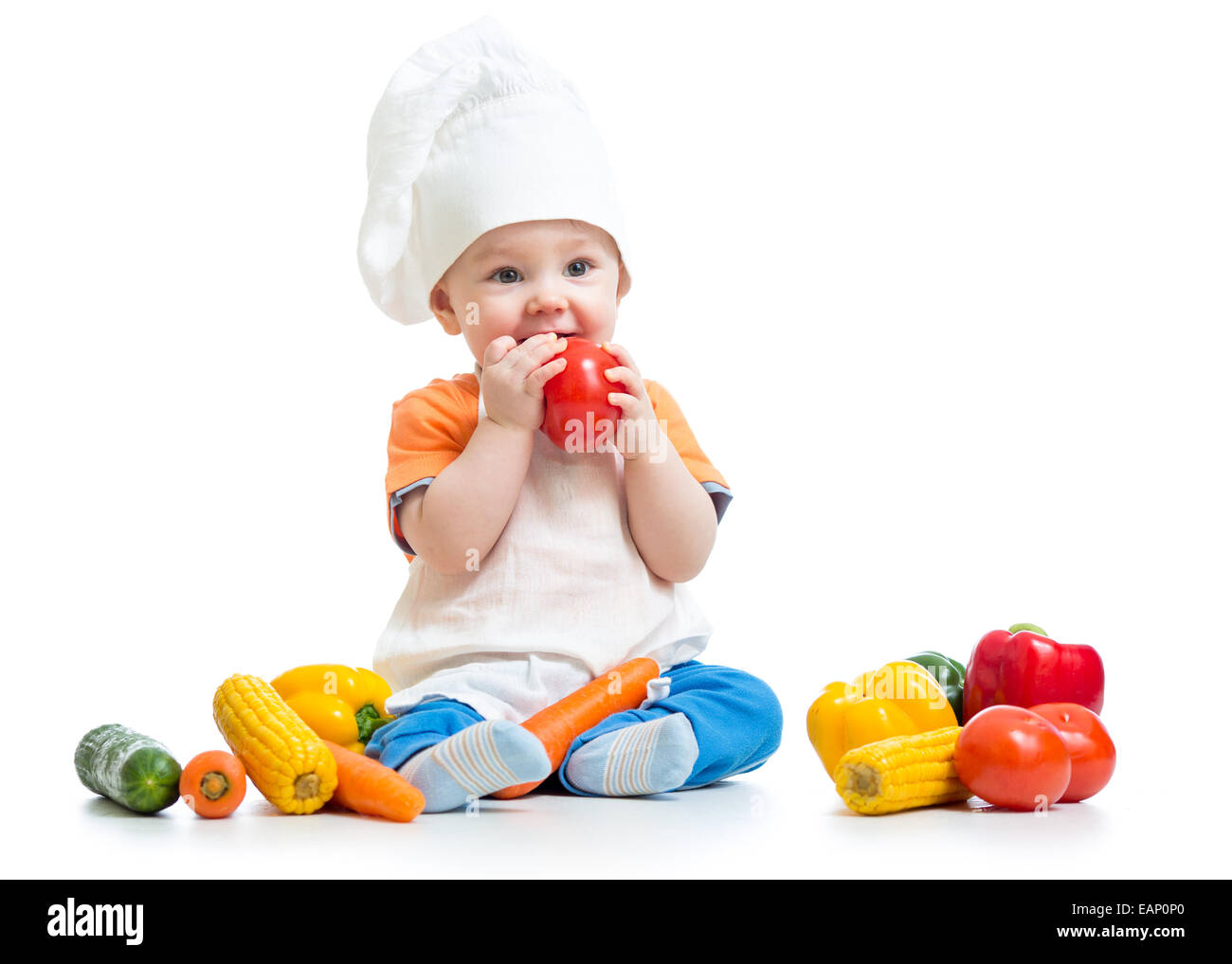 baby preparing healthy food isolated Stock Photo Alamy