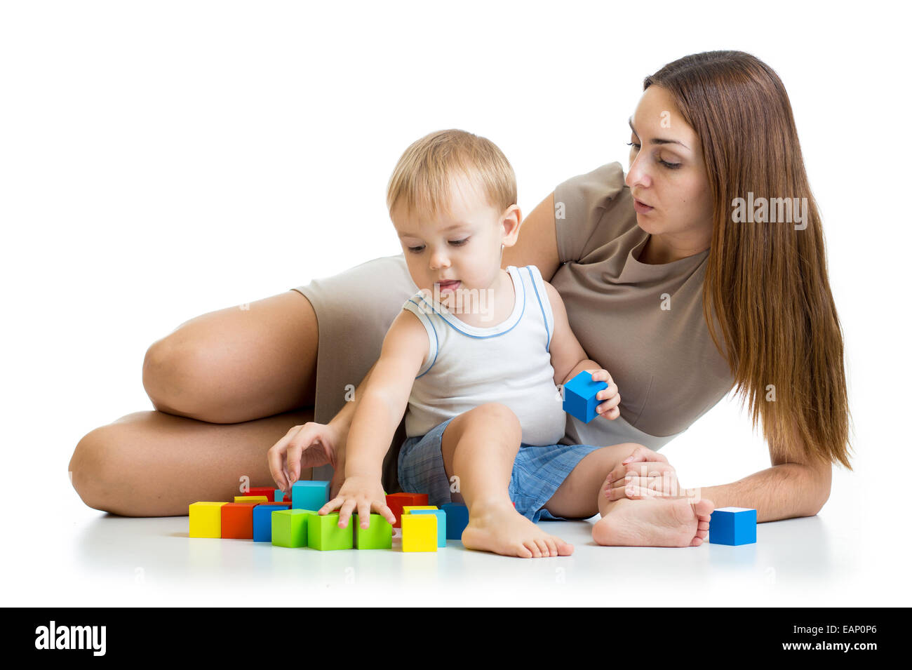 cute mother and child boy play together Stock Photo