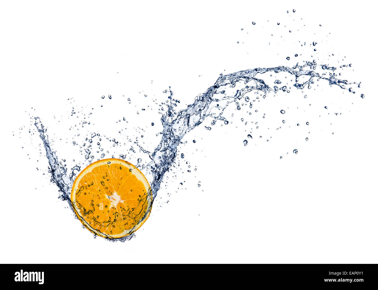 Fresh orange in water splash, isolated on white background Stock Photo ...