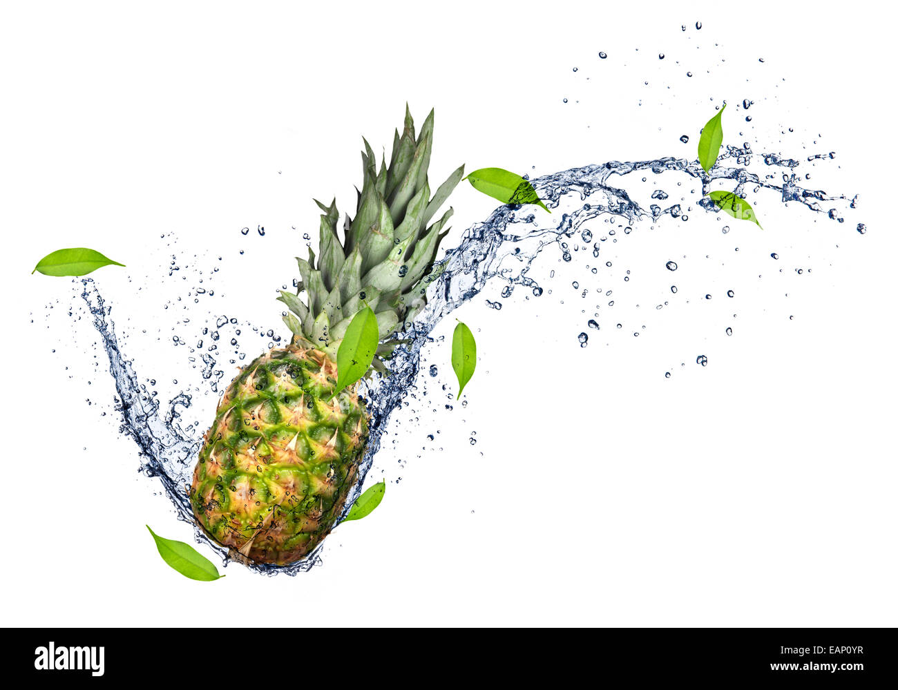 Pineapple in water splash, isolated on white background Stock Photo Alamy