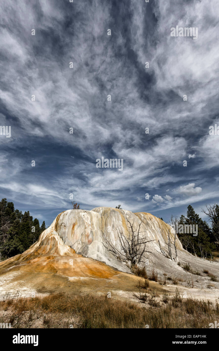 Orange spring mound, Mammoth hot springs, Yellowstone Stock Photo