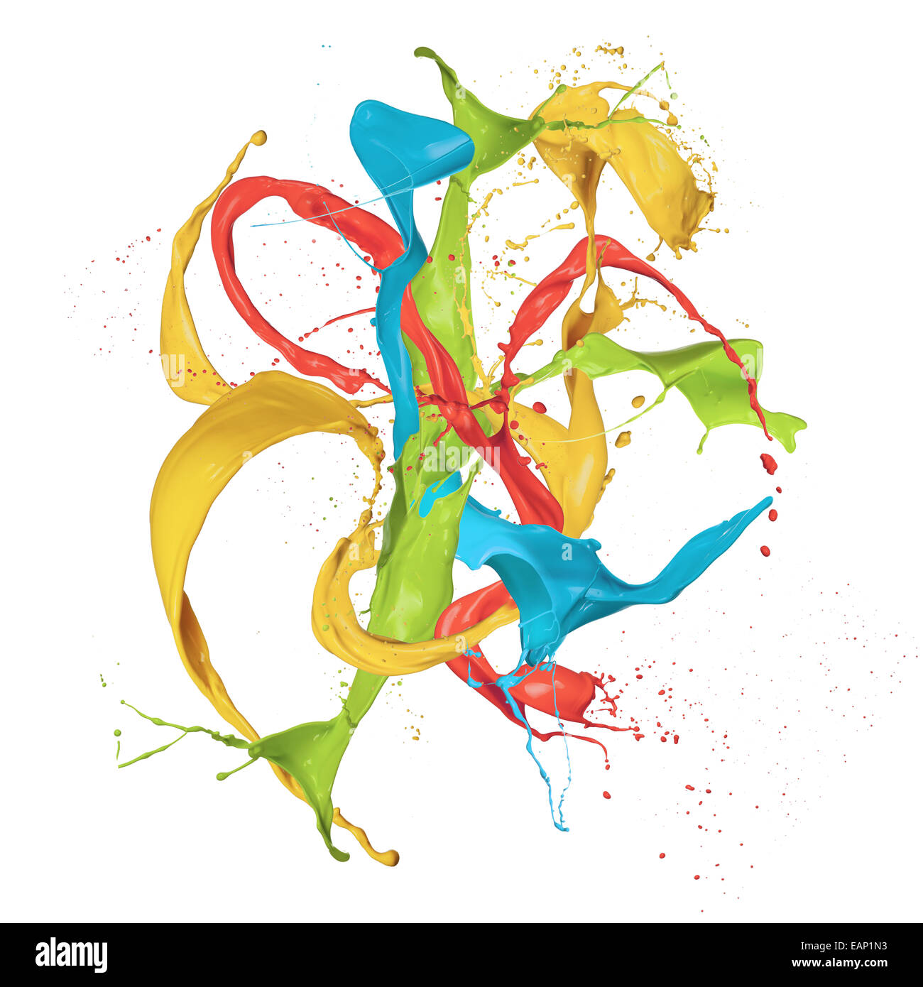 Colored splashes in abstract shape, isolated on white background Stock ...