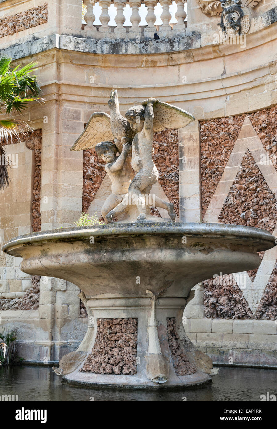 A fountain in the San Anton Gardens next to the Presidential Palace, Attard, Malta Stock Photo
